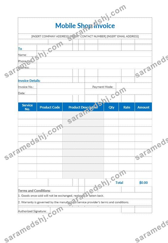 Mobile Shop Invoice Template
